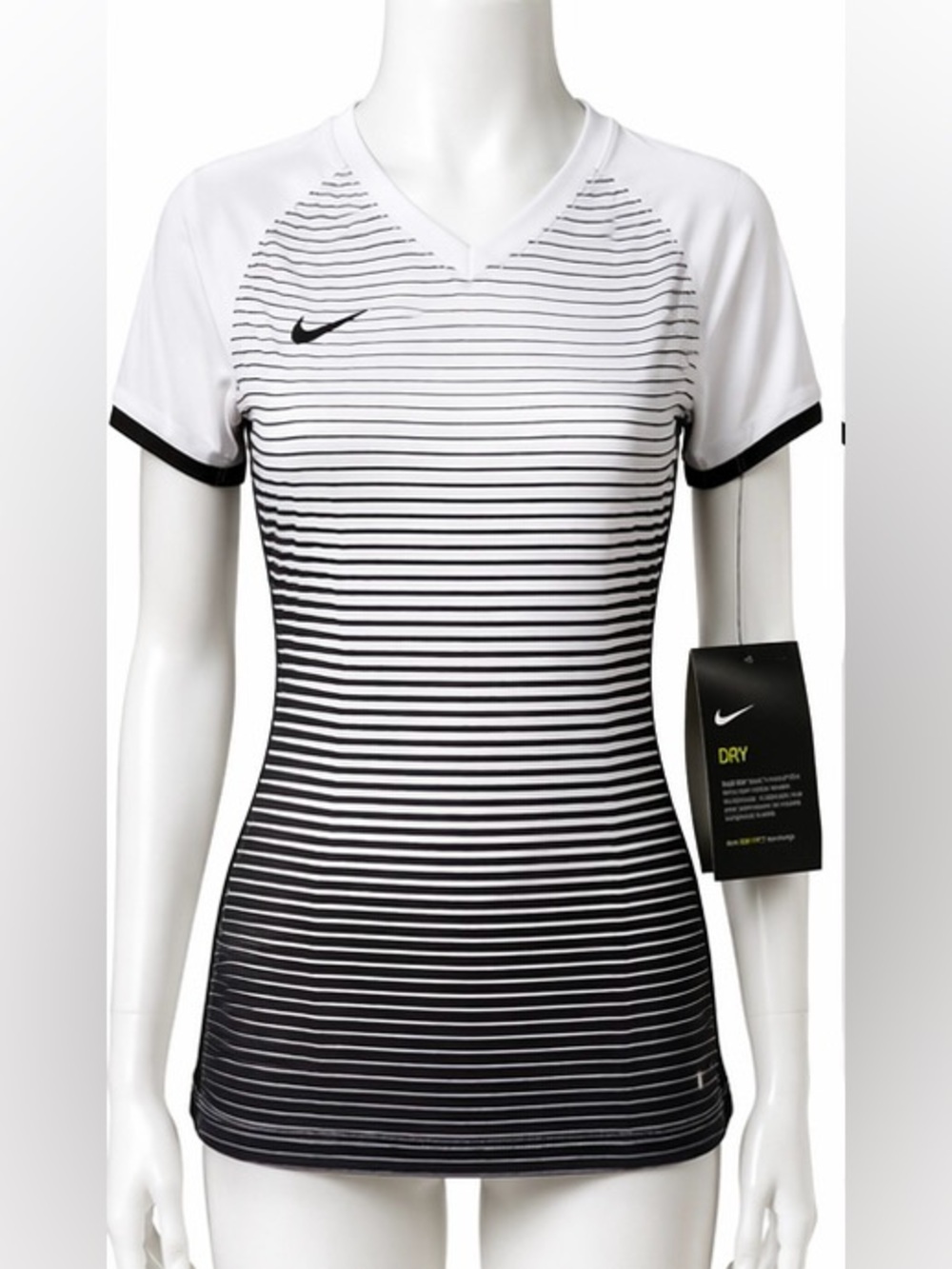 Nike Women’s Black & White Gradient Stripe Dri-FIT Jersey